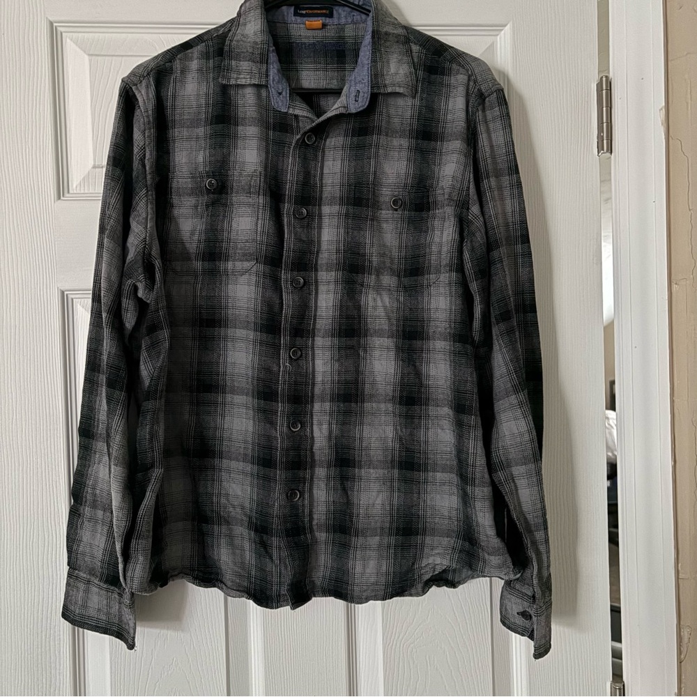 Men's Black and Gray Plaid Shirt